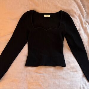 Babaton Black sculpt knit Ribbed Women's Sweater